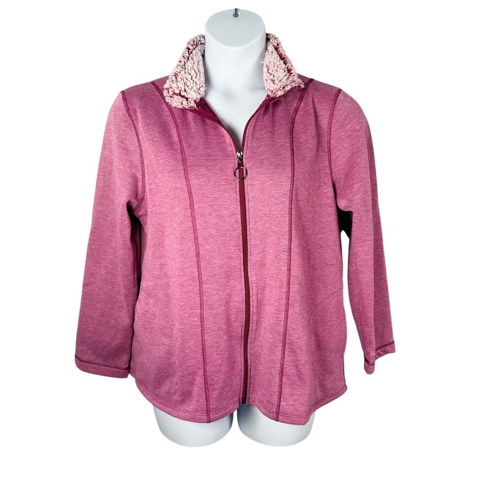 Cuddl Duds Jacket Large 14/16 Heather Purple Full Zip Fleece Lined Sherpa Cozy